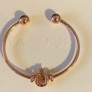 Authentic Pandora Moments Open Bangle w/ Charm
